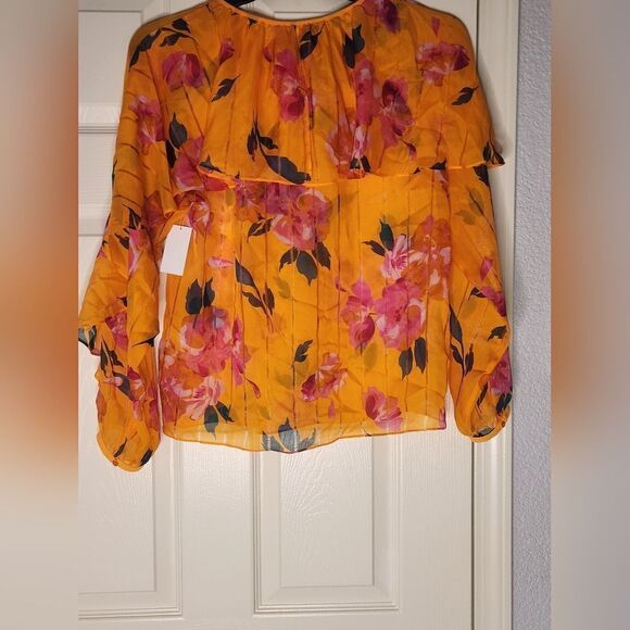 NWT Joie Kriston B S Zinnia Floral Ruffled Lngslv 100%SILK Women Blouse  $278 - Picture 12 of 16